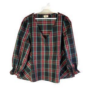 Tuckernuck Taran Plaid Puff Sleeve Shirt Top